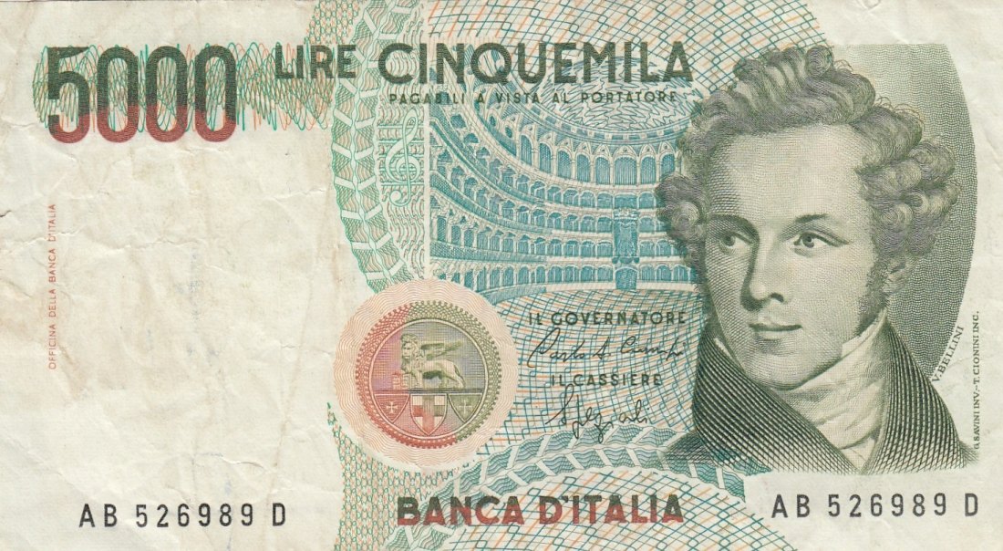 A 044 - Italien - 5000 Lire 1985 - Gebraucht - unbehandelt !!! siehe Scan