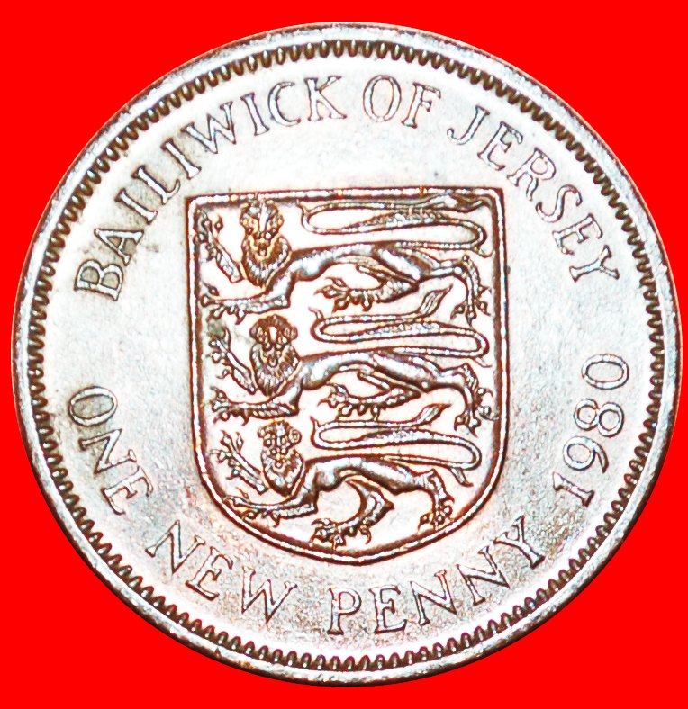 + GREAT BRITAIN (1971-1980): JERSEY ★ 1 NEW PENNY 1980 3 LIONS! LOW START★ NO RESERVE!