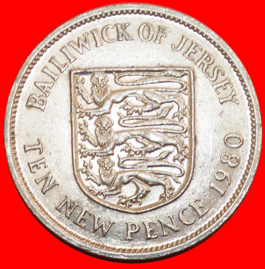  + GROSSBRITANNIEN (1968-1980): JERSEY ★ 10 NEU PENCE 1980 3 LÖWEN! OHNE VORBEHALT!   