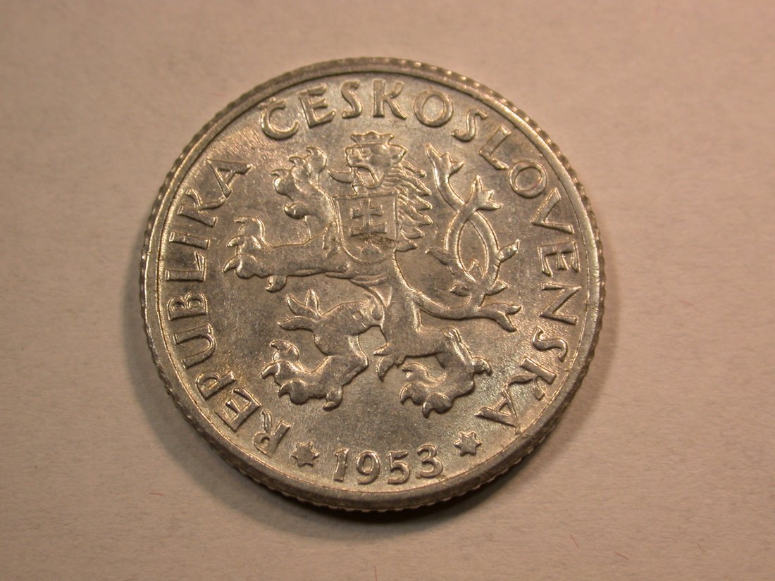  D08 CSSR  1 Krone 1953 in vz-st   Originalbilder   