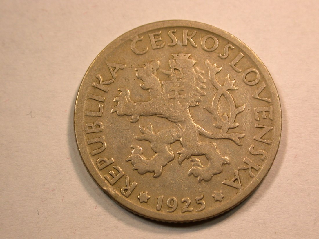  D08 CSSR  1 Krone 1925 in ss Rdf.  Originalbilder   