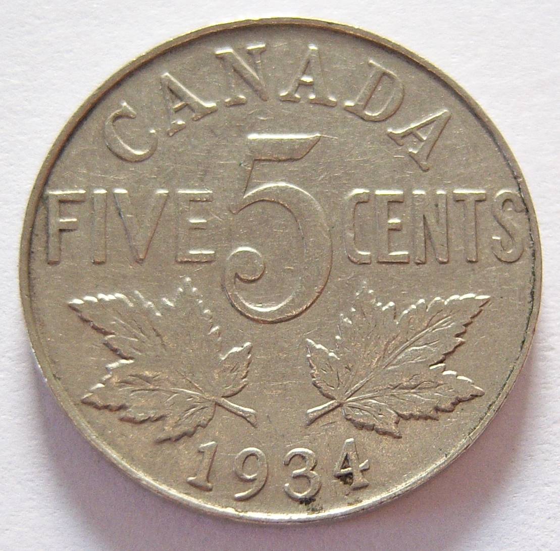  Kanada 5 Cents 1934   