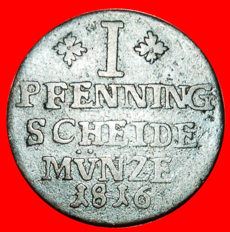  * GEORG IV. 1816-1818:DEUTSCHLAND★1 PFENNIG 1816 BRAUNSCHWEIG-WOLFENBÜTTEL ENTDECKUNG★OHNE VORBEHALT   