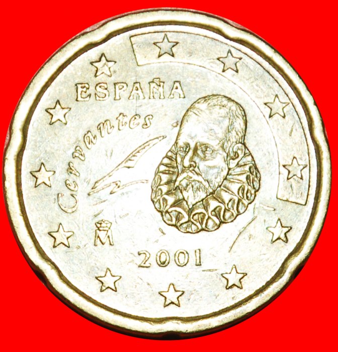  + NORDISCHES GOLD (1999-2006): SPANIEN ★ 20 EURO CENT 2001 Cervantes (1547-1616)! OHNE VORBEHALT!   