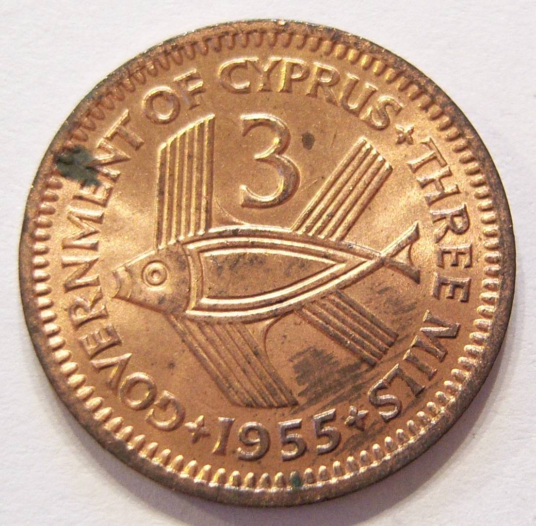  Zypern 3 Mils 1955   