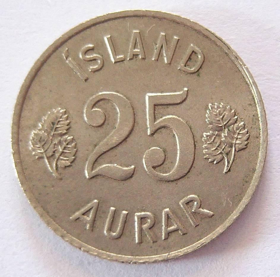  Island 25 Aurar 1965   