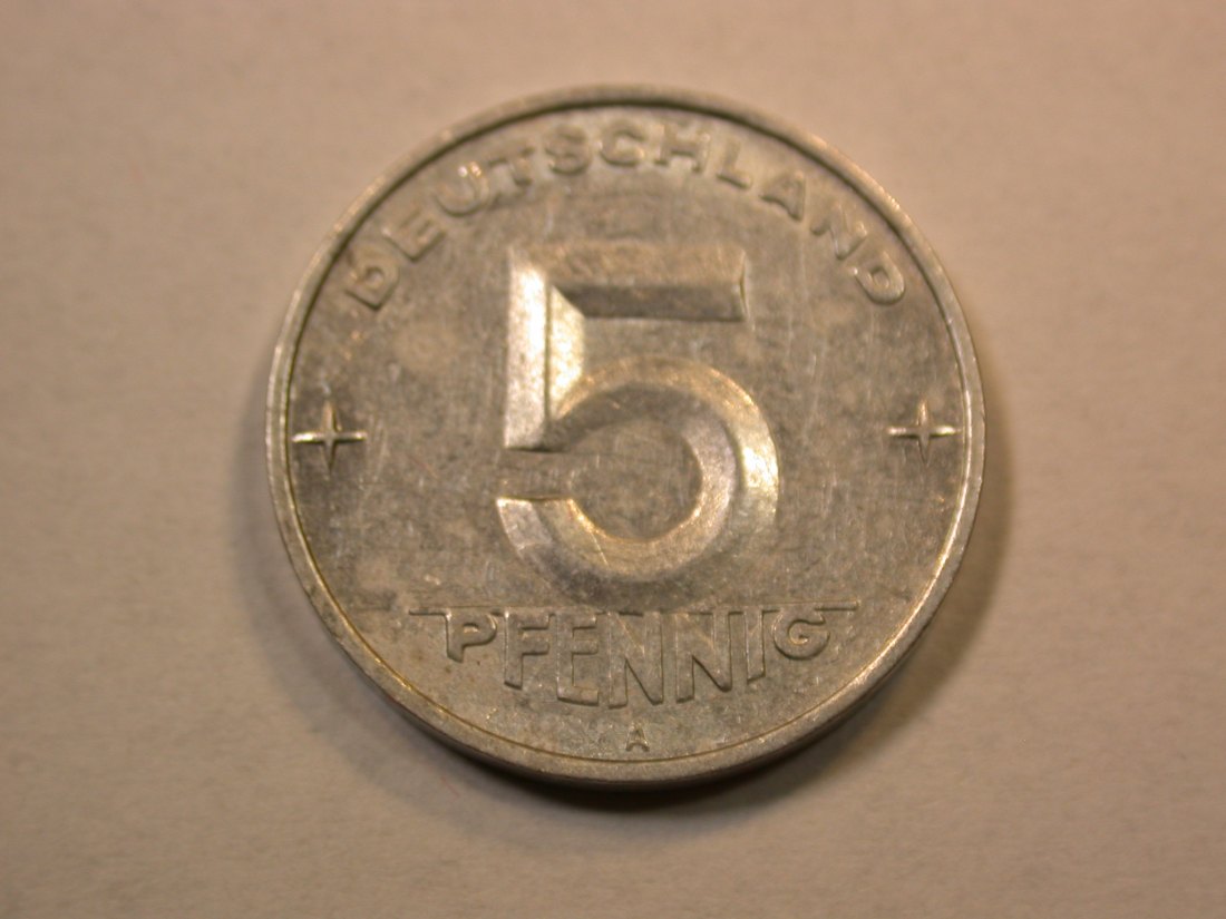 D09 DDR 5 Pfennig 1952 A in ss-vz Originalbilder