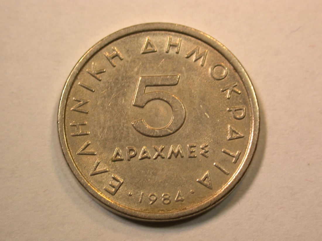 D09 Griechenland 5 Drachmai 1984 in vz Originalbilder