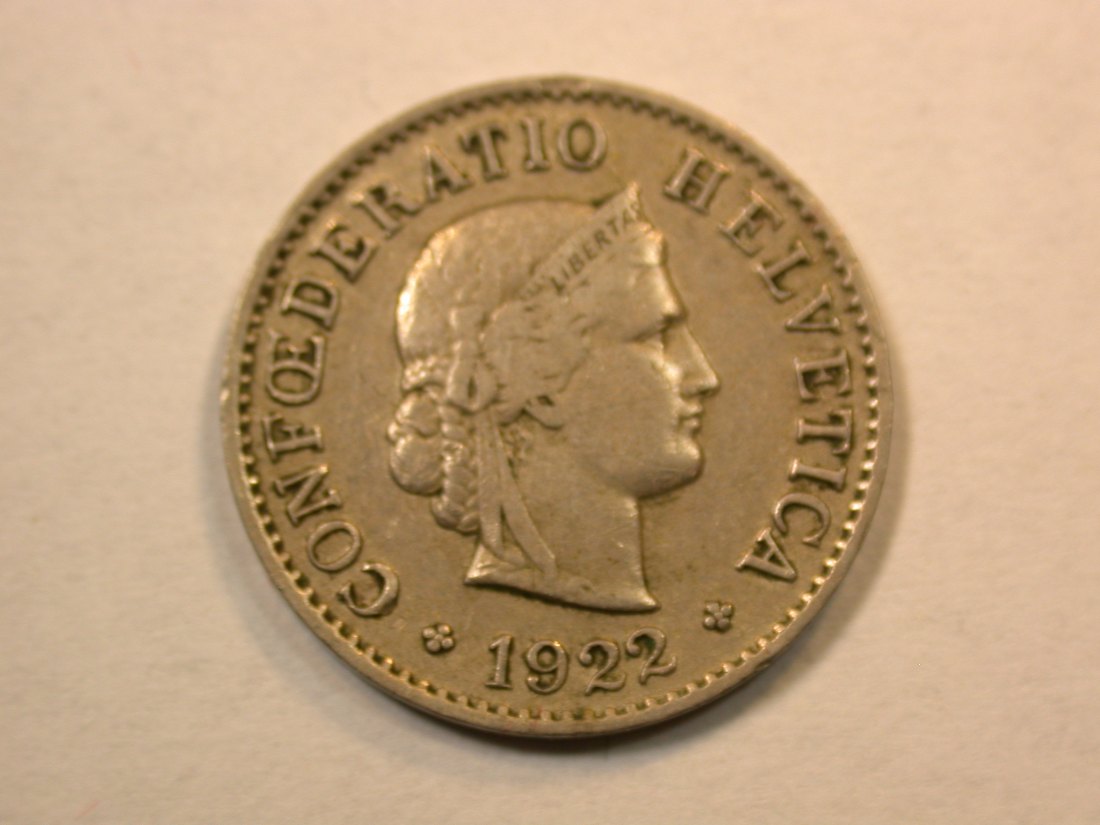 D09 Schweiz 5 Rappen 1922 in ss Originalbilder