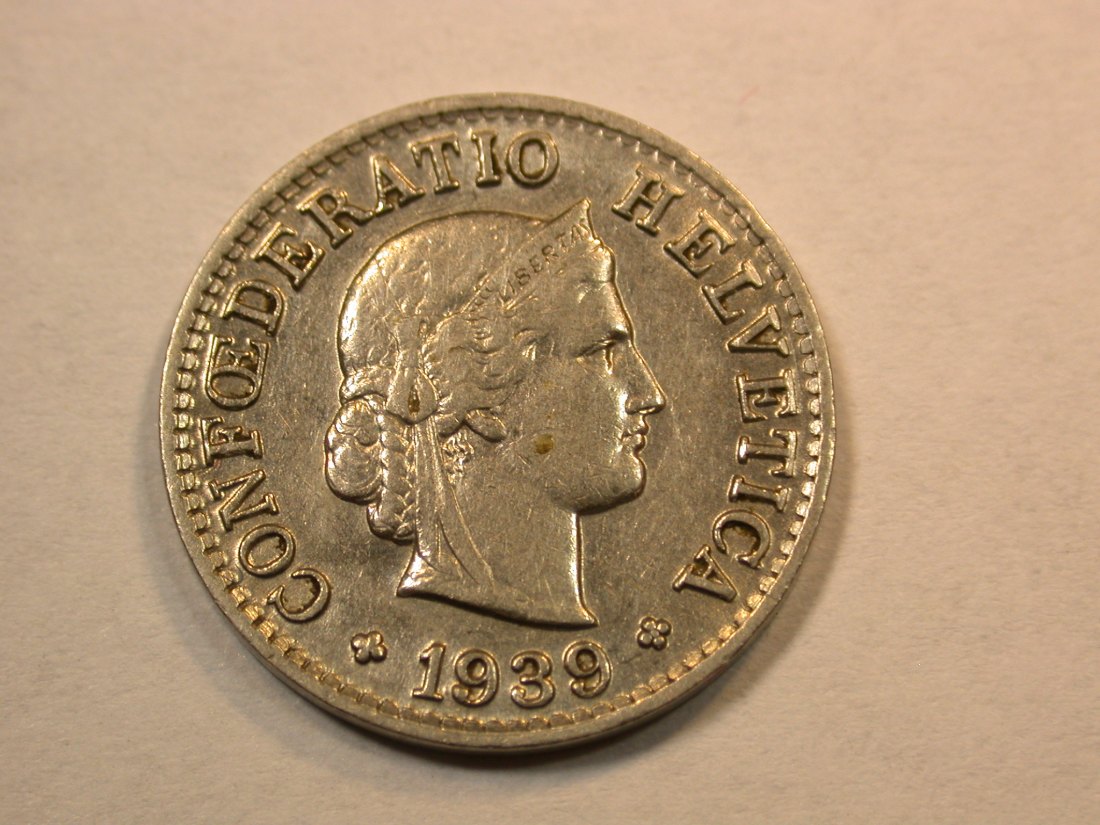 D09 Schweiz 5 Rappen 1939 in ss+ Originalbilder