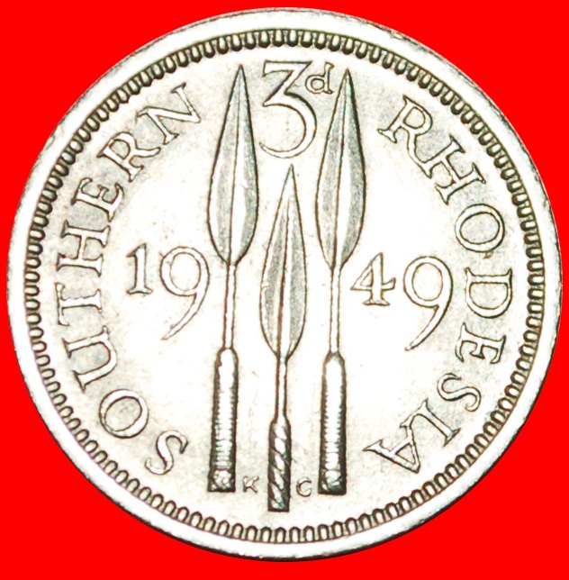  √ 3 SPEERE (1948-1952): SÜDRHODESIEN ★ 3 PENCE 1949! OHNE VORBEHALT!   