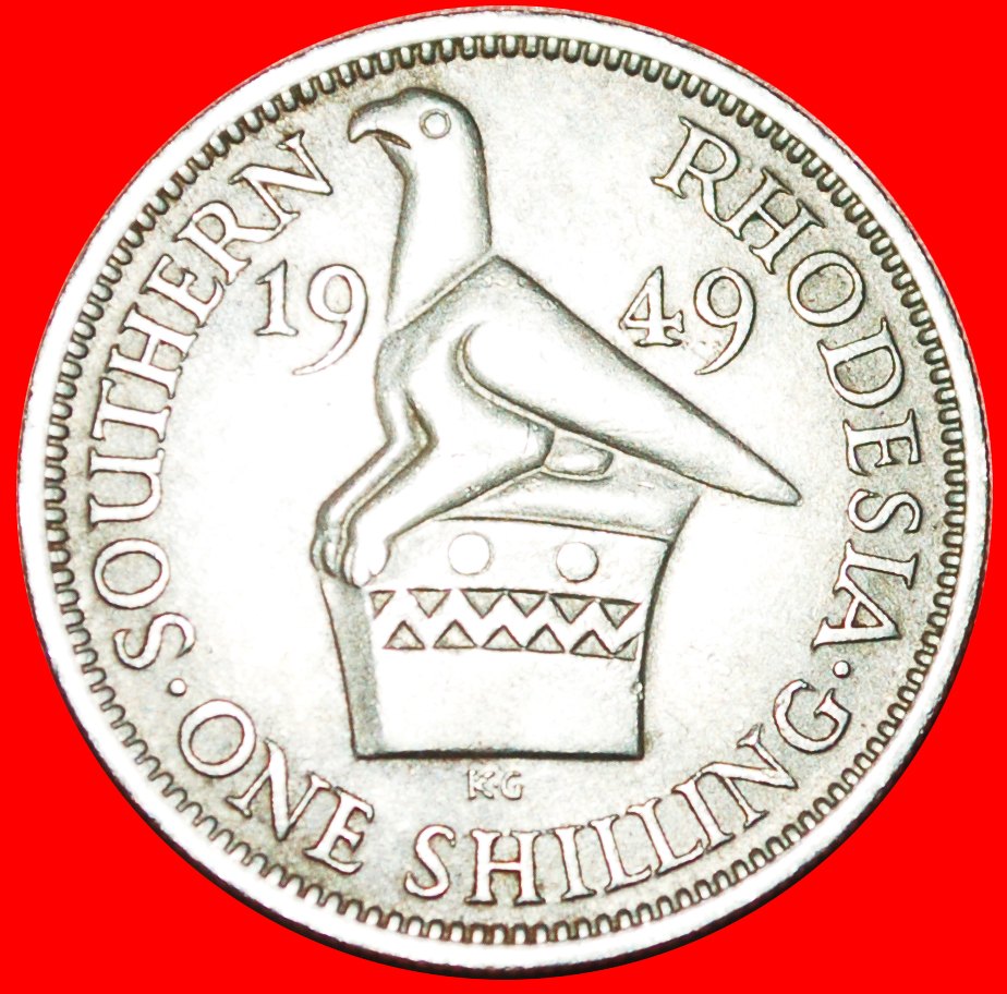  √ SIMBABWE-VOGEL (1948-1952): SÜDRHODESIEN ★ 1 SHILLING 1949! Georg VI. (1937-1952) OHNE VORBEHALT!   