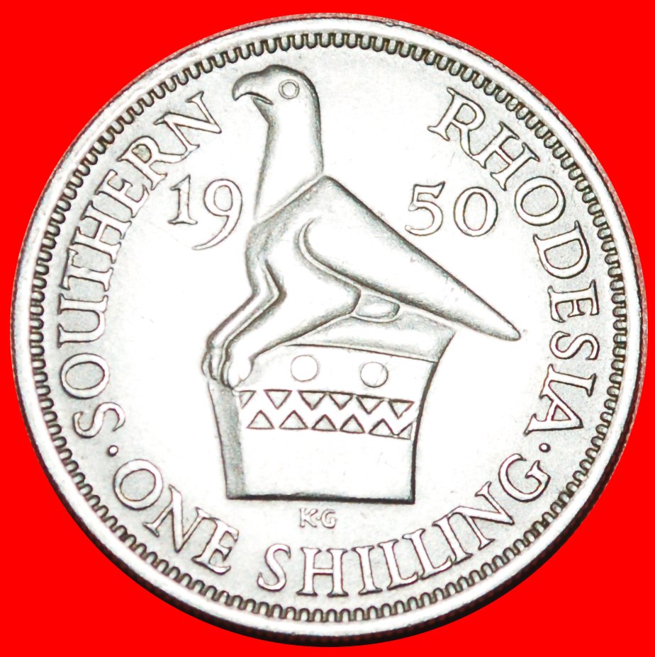  √ SIMBABWE-VOGEL (1948-1952): SÜDRHODESIEN ★ 1 SHILLING 1950! Georg VI. (1937-1952) OHNE VORBEHALT!   