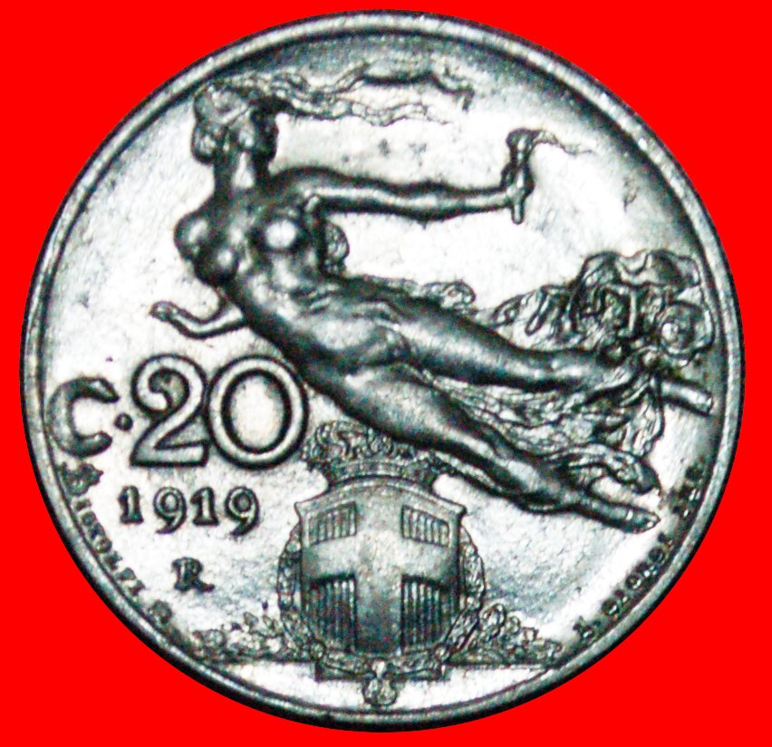  + FLYING TORCH (1907-1935): ITALY ★ 20 CENTESIMI 1919R UNUSUAL YEAR! LOW START ★ NO RESERVE!   