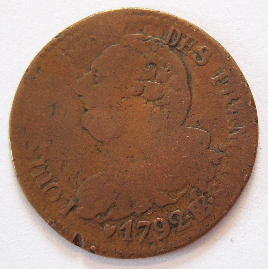  Frankreich Louis XVI. 6 Deniers 1792 BB   