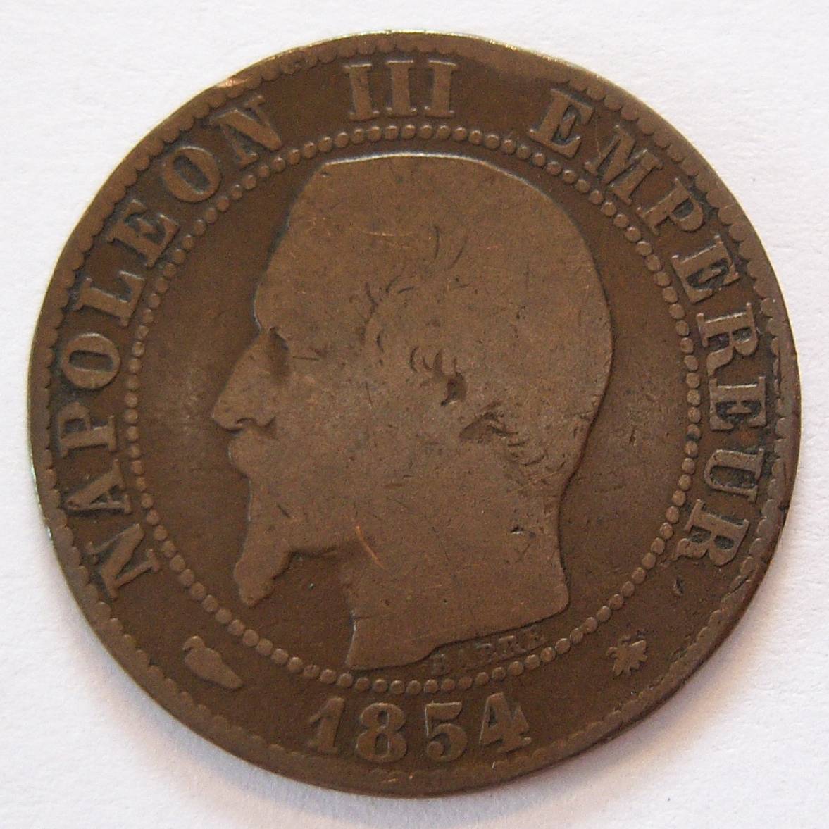  Frankreich Cinq 5 Centimes 1854 BB   