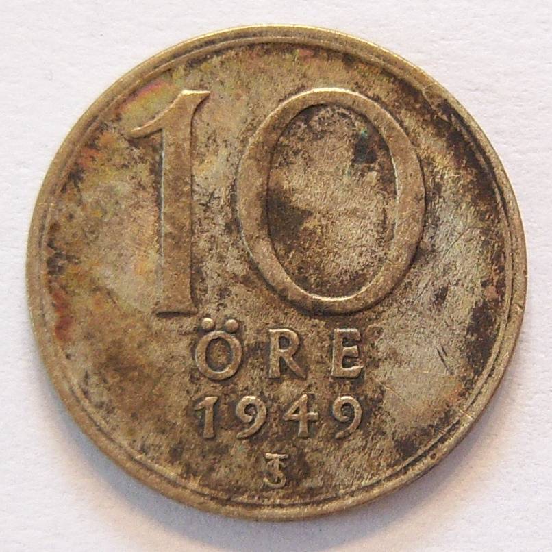  Schweden 10 Öre 1949 Silber   