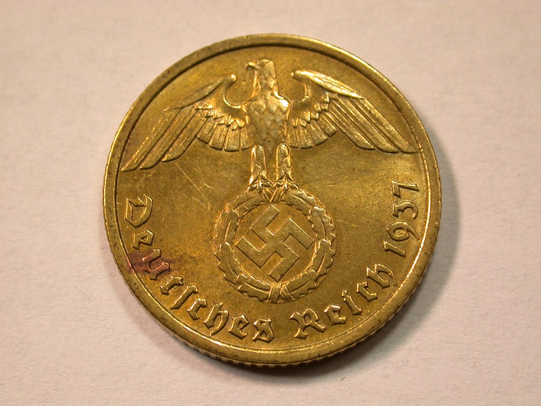  D10  3. Reich  10 Pfennig  1937 A in vz-st  Originalbilder   