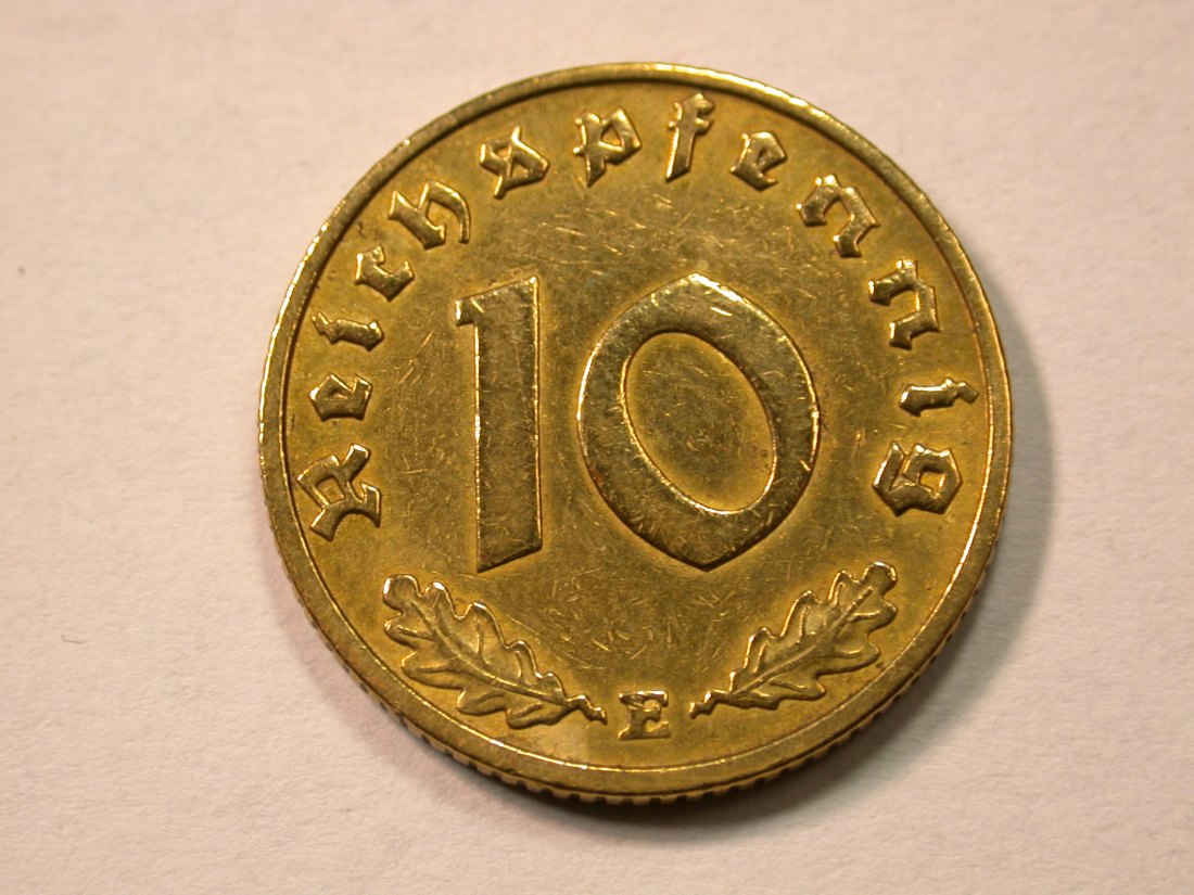  D10  3. Reich  10 Pfennig  1937 E in ss, geputzt  Originalbilder   