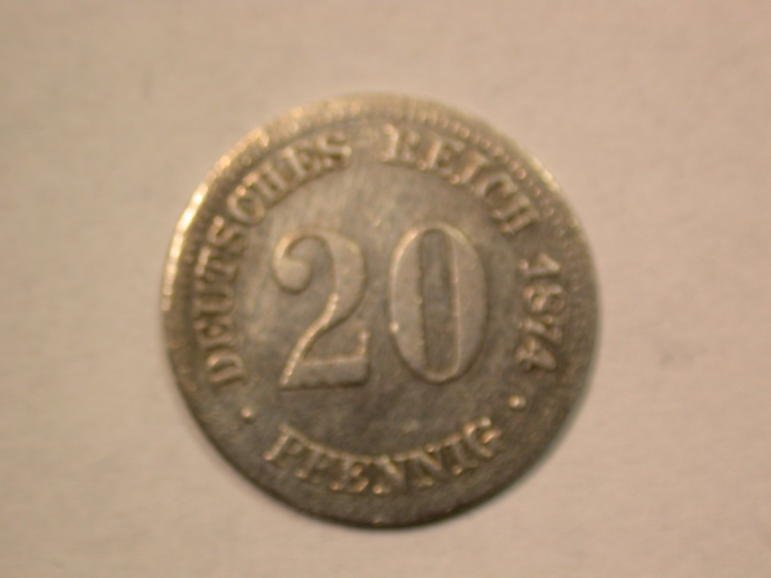  D10  KR  20 Pfennig Silber  1874 E in ss+, leicht geputzt Originalbilder   