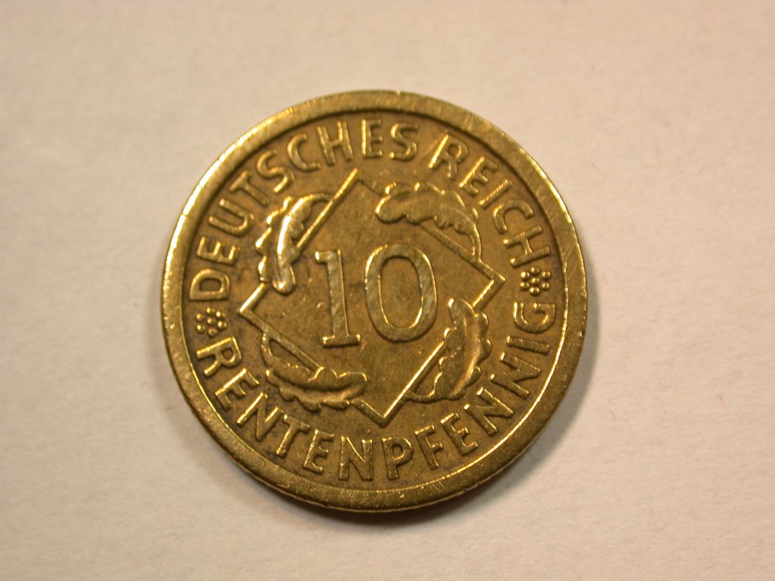  D10  Weimar  10 Renten Pfennig 1924 A in ss+, geputzt  Originalbilder   