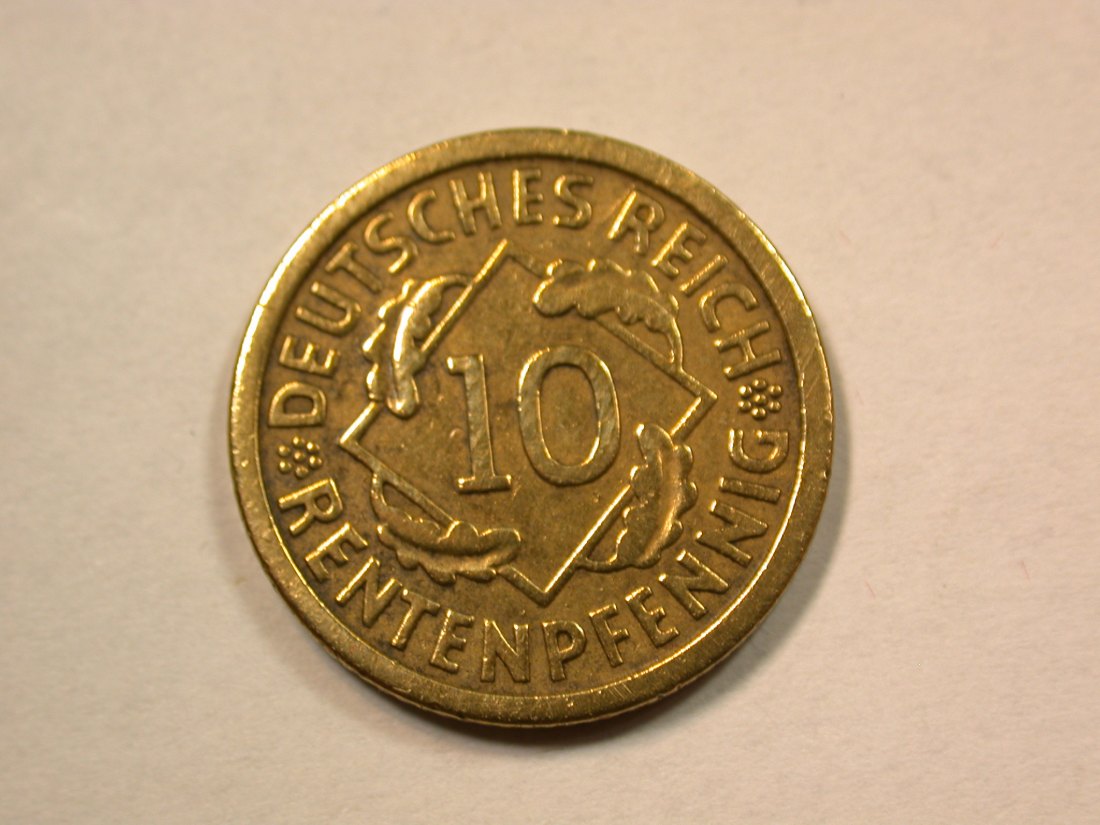 D10 Weimar 10 Renten Pfennig 1924 A in ss+, geputzt Originalbilder