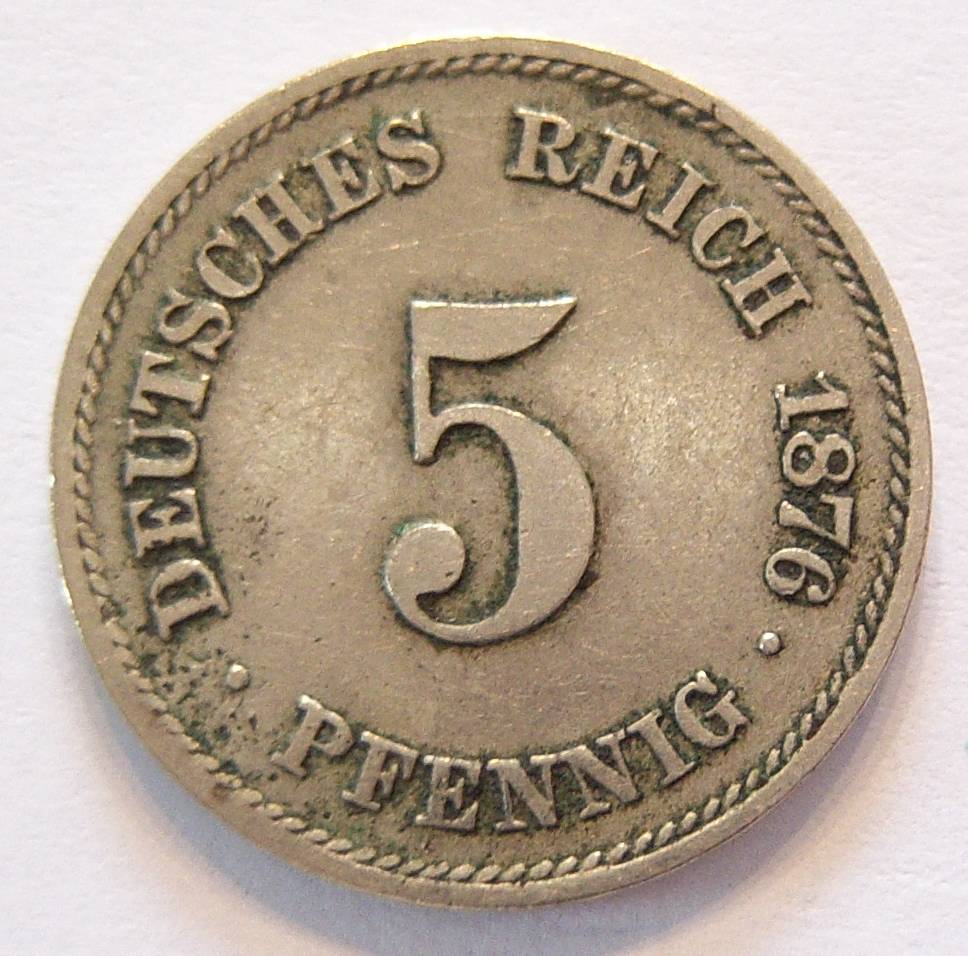  Deutsches Reich 5 Pfennig 1876 F bessere Erhaltung !!   