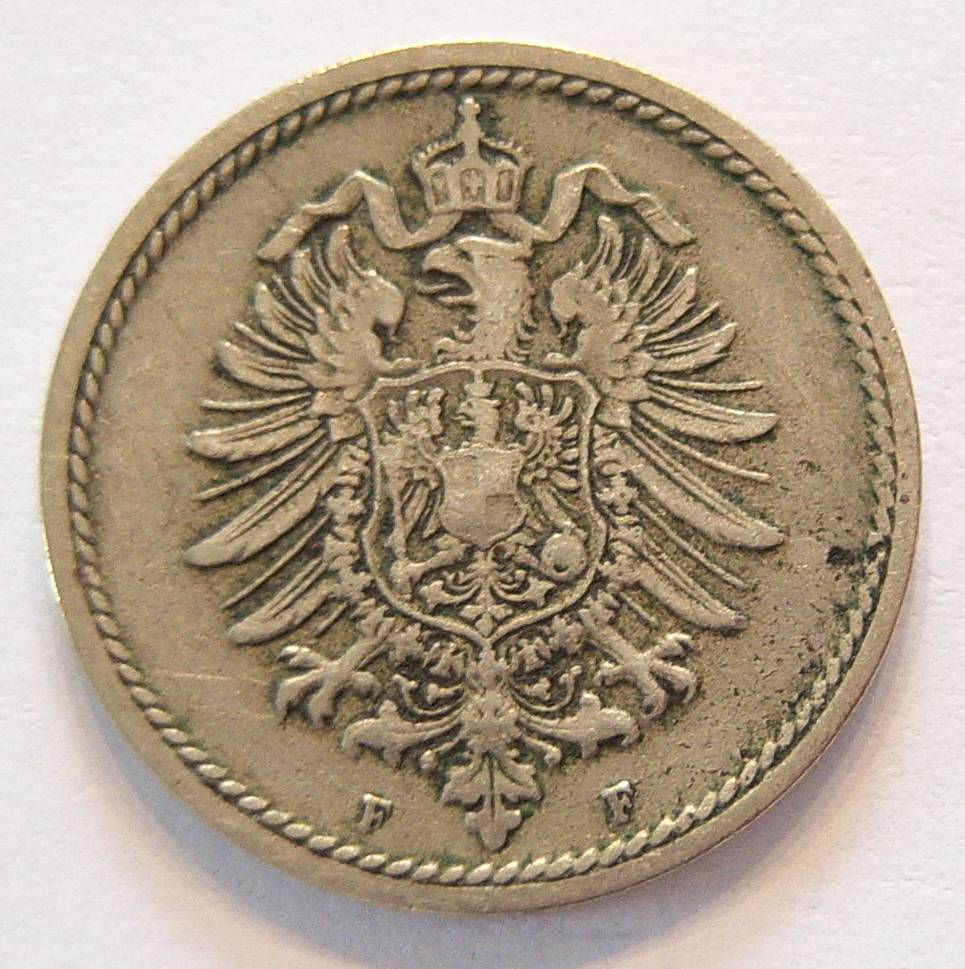  Deutsches Reich 5 Pfennig 1876 F bessere Erhaltung !!   