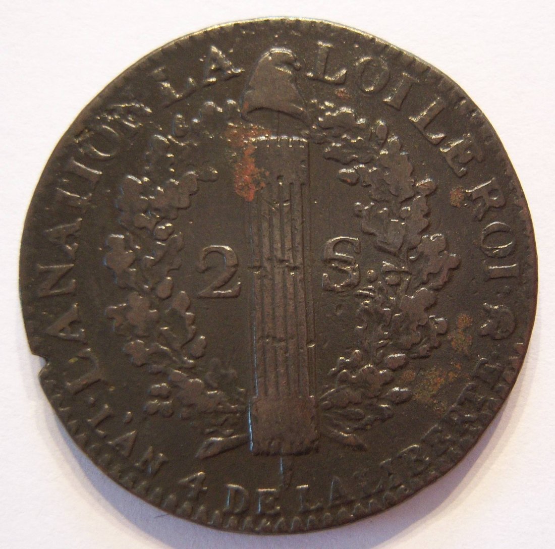  Frankreich Louis XVI. 2 Sols 1792 N SPITZENSTÜCK !!   