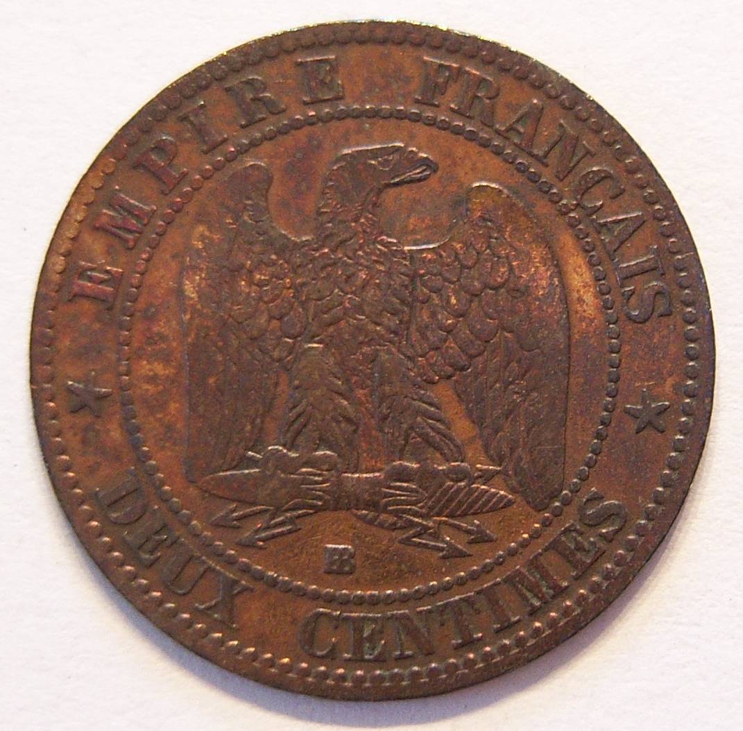  Frankreich 2 Centimes 1855 BB   