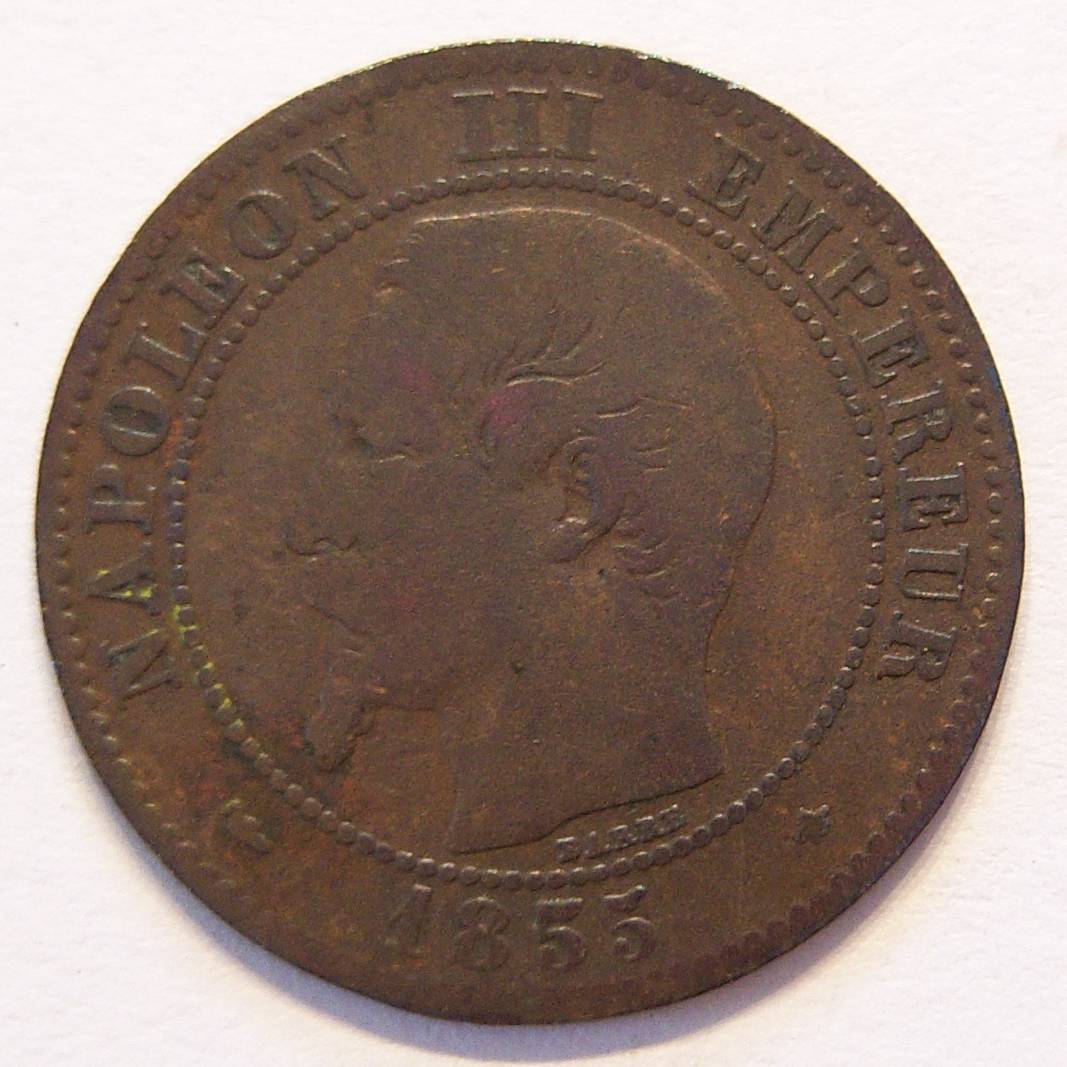  Frankreich 2 Centimes 1855 BB   