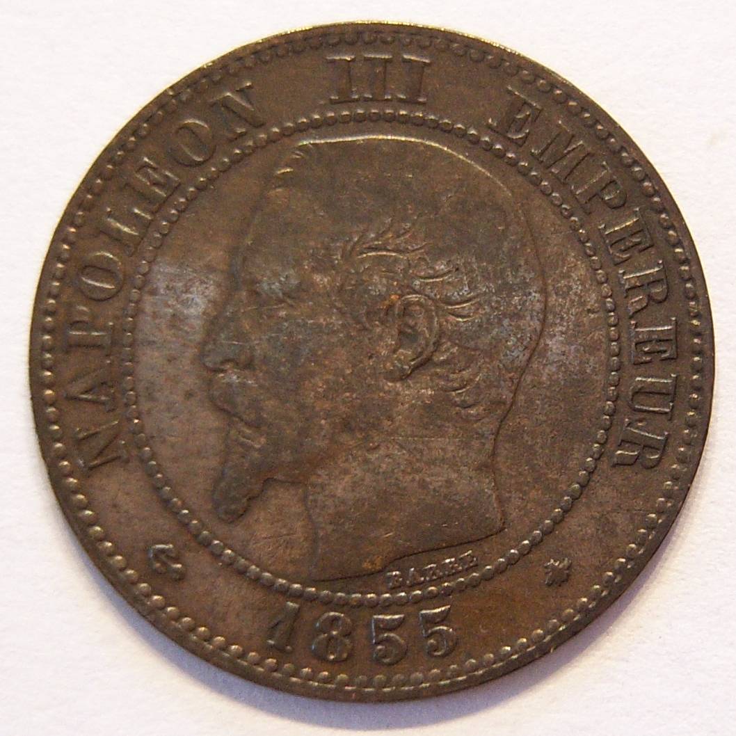  Frankreich 2 Centimes 1855 BB Mzz. ANKER !!   