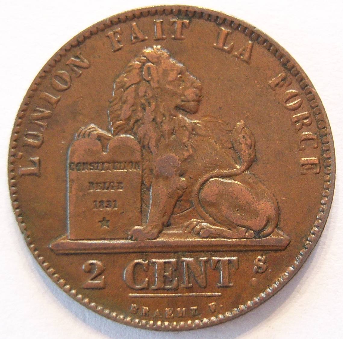  Belgien 2 Centimes 1863   