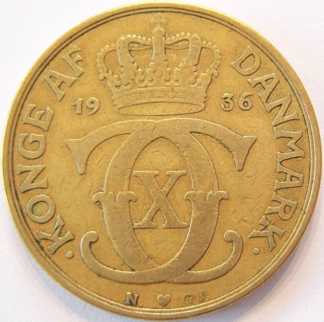  Dänemark 2 Kroner Kronen 1936   