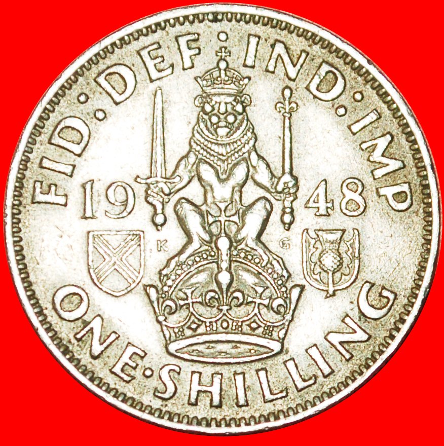 + SCOTTISH CREST: UNITED KINGDOM ★ 1 SHILLING 1948 GEORGE VI (1937-1952)! LOW START ★ NO RESERVE!