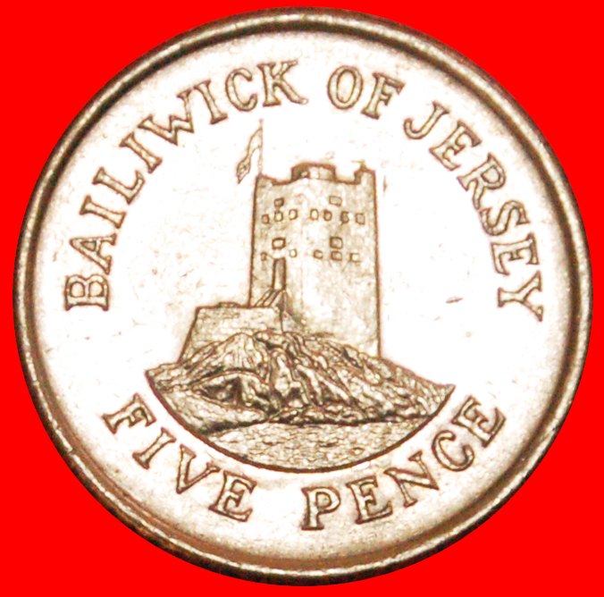  + GROSSBRITANNIEN (1990-1997): JERSEY ★ 5 PENCE 1993 TURM VZGL STEMPELGLANZ! OHNE VORBEHALT!   