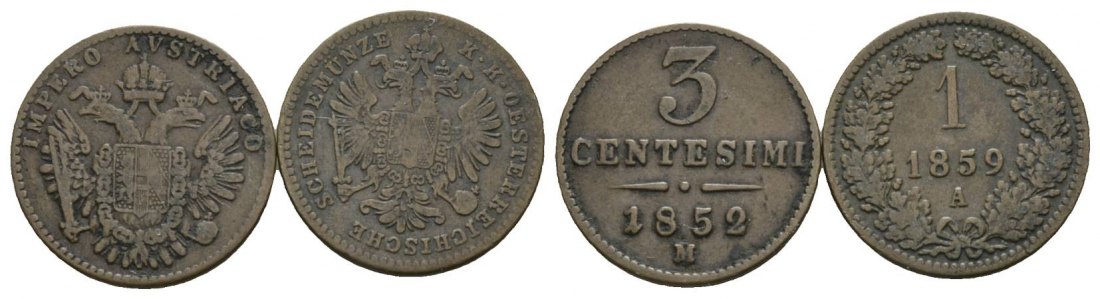  Österreich, 2 Kleinmünzen (1852/1859)   
