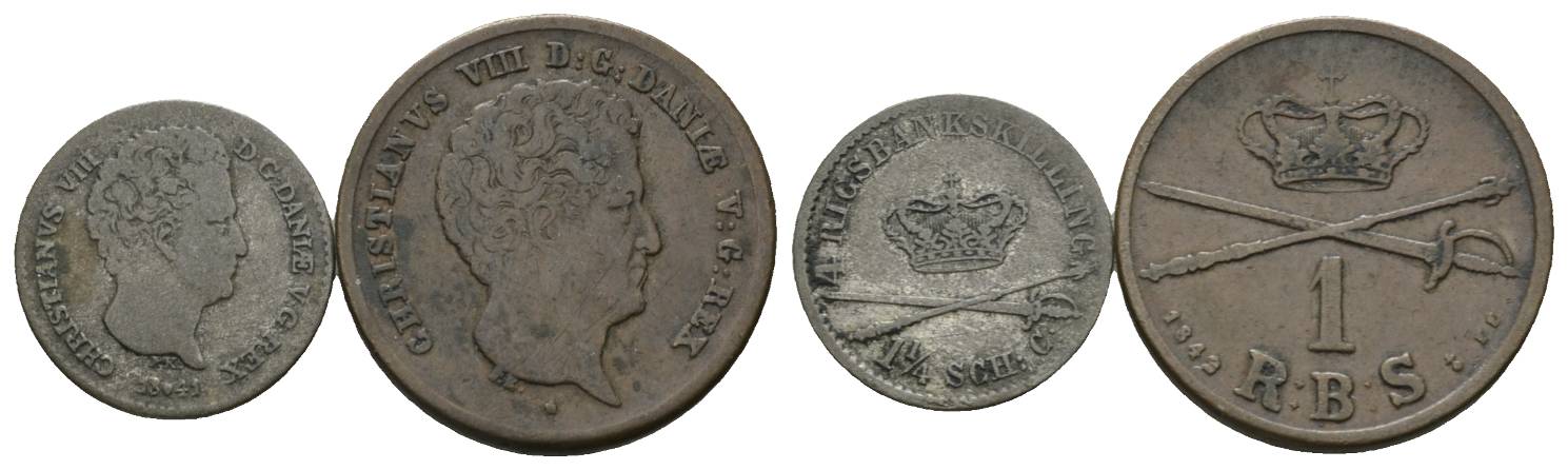  Dänemark, 2 Kleinmünzen (1841/1843)   