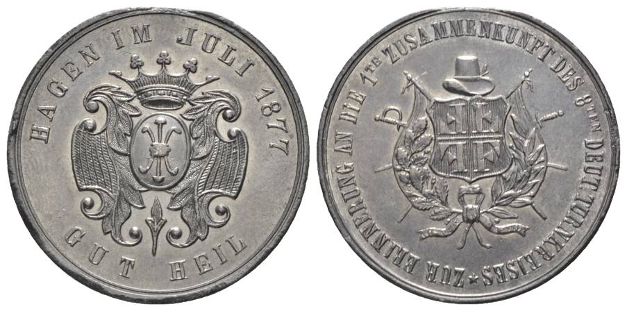  Hagen; Medaille 1877; Zink, 9,08 g, Ø 33 mm   
