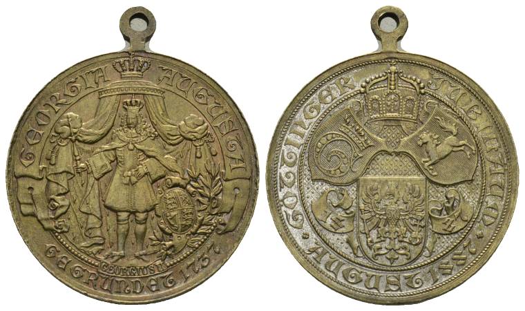  Göttingen Universitäten und Hochschulen - tragbare Medaille 1887;  Messing, 14,71 g, Ø 33 mm   