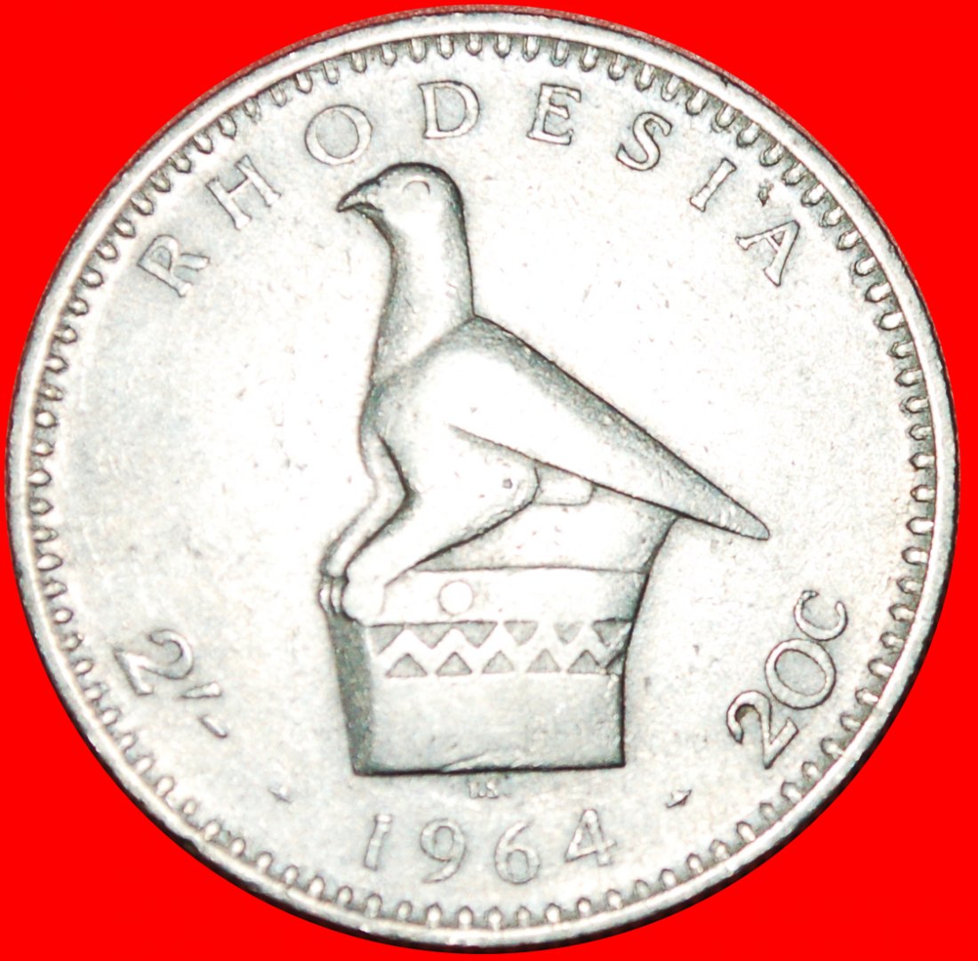  + SOUTH AFRICA : RHODESIA ★ 2 SHILLINGS  20 CENTS 1964 BIRD! LOW START ★ NO RESERVE!   