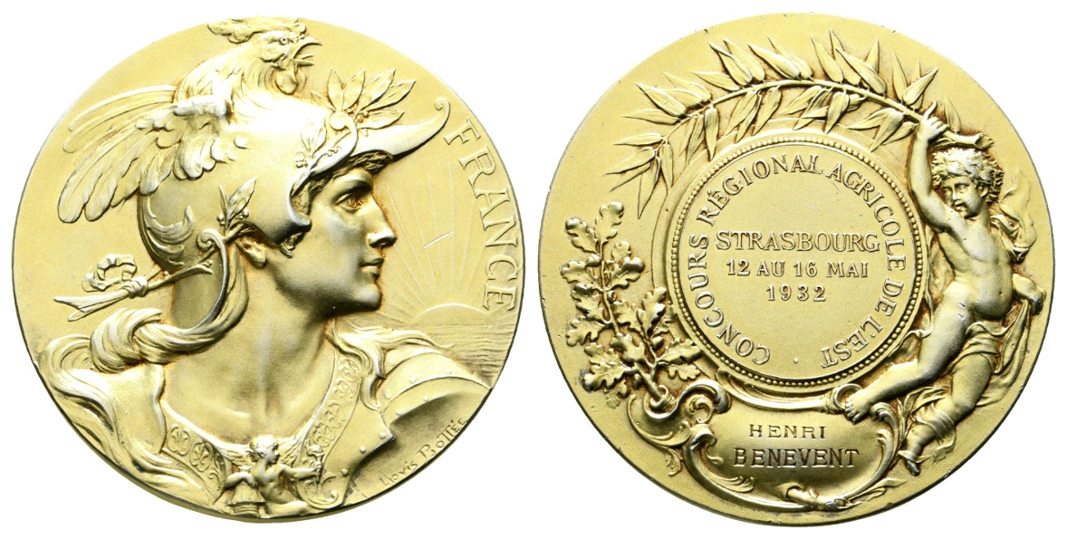  Frankreich; vergoldete Silbermedaille 1932; 23,80 g, Ø 38 mm   