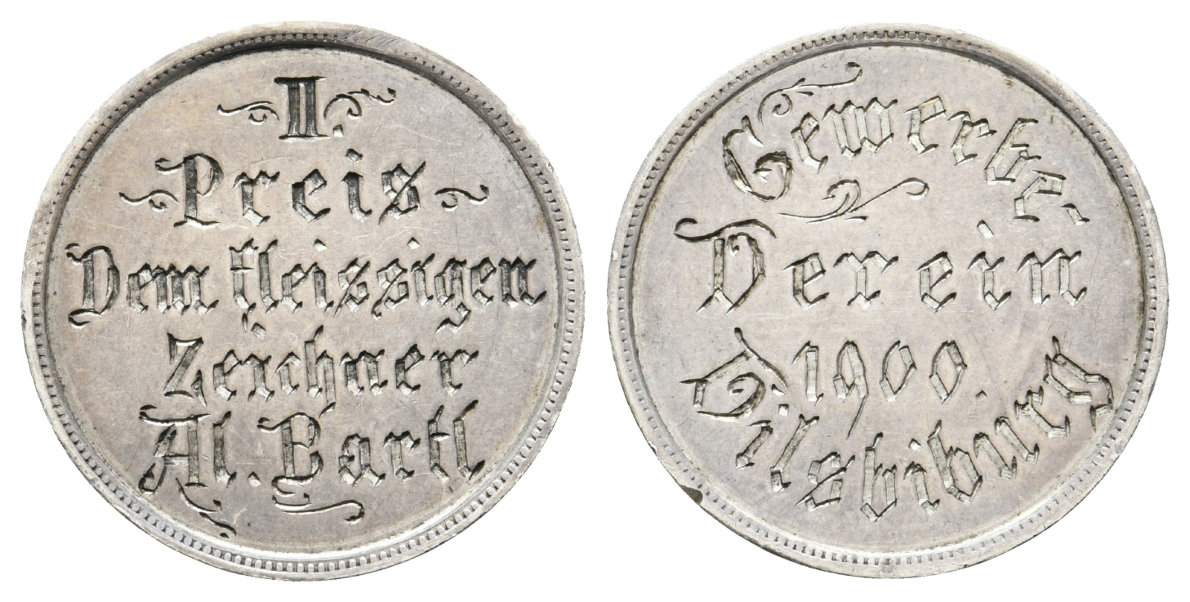  Vilsbiburg - Medaille 1900; aus 1 Gulden von 1841 Württemberg gefertigt, Ag, 8,48g; Ø 30 mm   