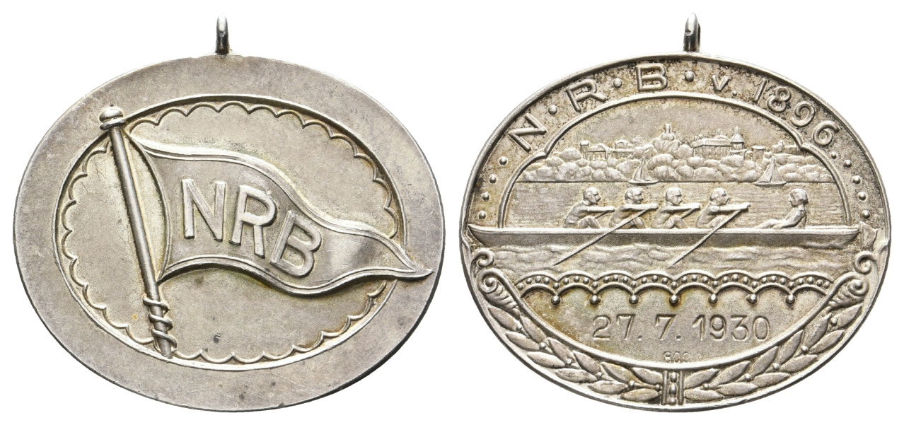  Norddeutscher Ruderbund; tragbare Silbermedaille 1930; 800 Ag; 38,32 g; 38 x 32 mm   