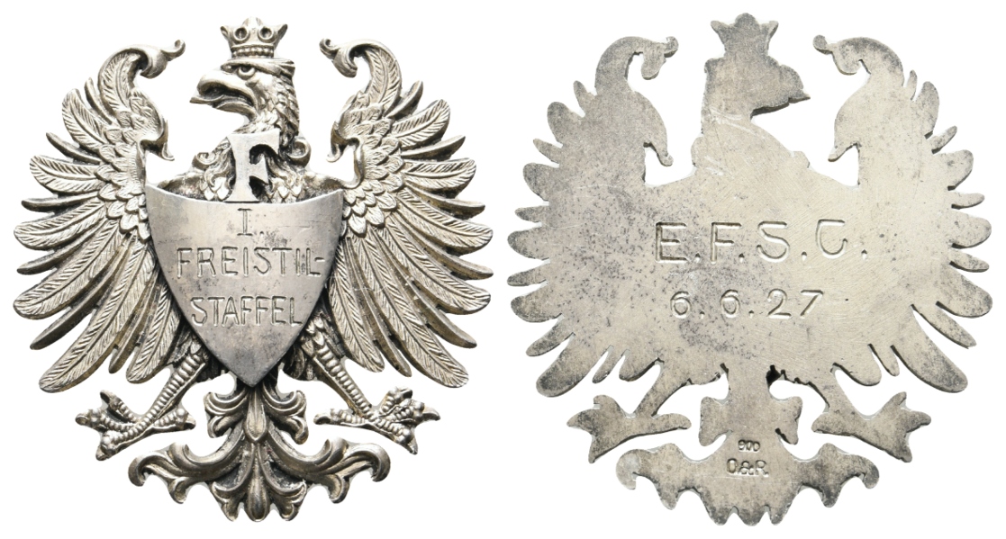  E.F.S.C.; Silbermedaille 1927; 800 Ag; 20,17 g; 45 x 42 mm   