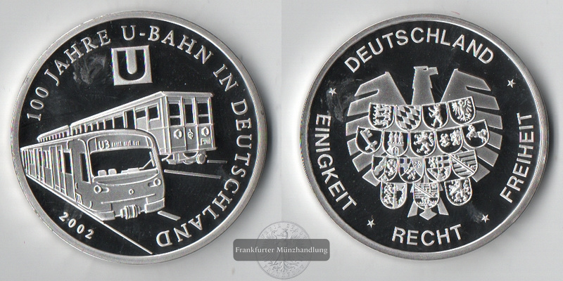  Medaille Deutschland 100 Jahre deutsche U-Bahn 2002 FM-Frankfurt   