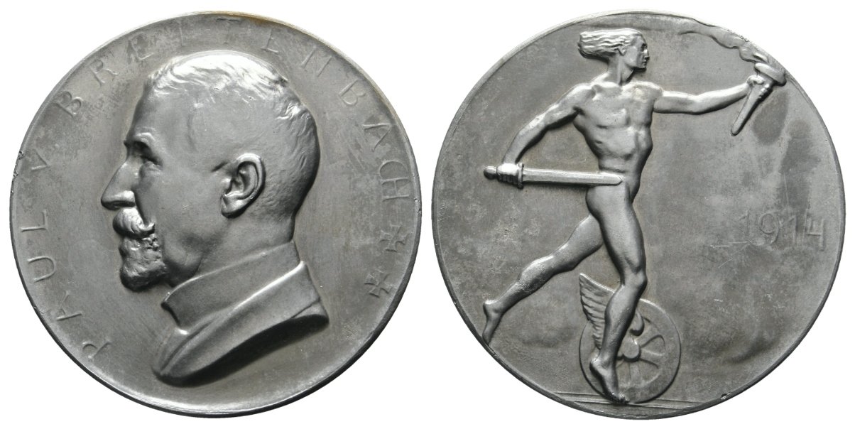  Medaille 1914 - Paul von Breitenbach; Zink; 62,87 g, Ø 50 mm   