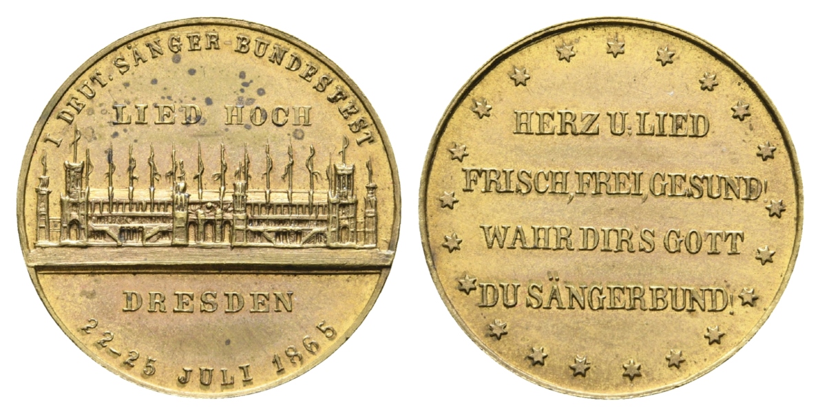  Dresden - Medaille 1865, Messing; 6,92 g, Ø 26 mm   