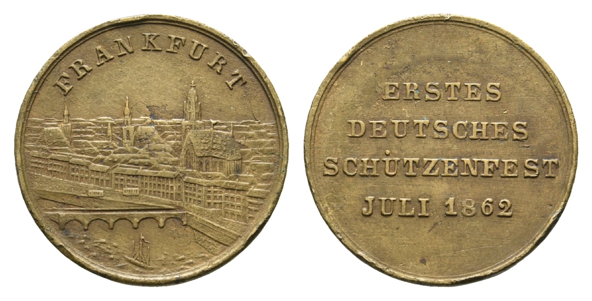  Frankfurt - Schützenmedaille 1862; Bronze 3,77 g, Ø 22 mm   