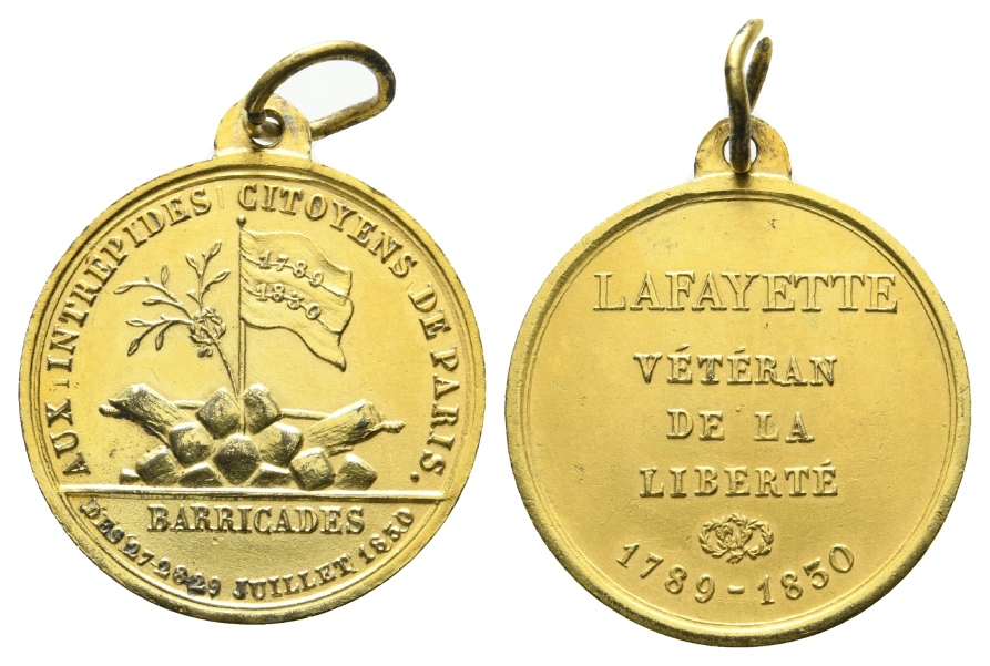  Frankreich - Medaille 1850; tragbar, Messing; 8,09 g, Ø 28 mm   